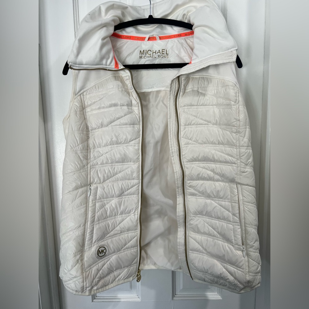 Michael Kors off white vest with orange accents